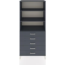 Hyperion Dolap 3 Raflı 5 Çekmeceli 88x44x195 Antrasit-antrasit Antrasit