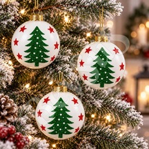 Beysüs Yılbaşı Çam Ağacı Süsü Parlak Noel Ağaç Holiday Cici Top 8cm 3lü