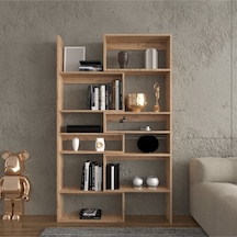 Avole Flat Çok Raflı Geniş Kitaplık Beyaz Beyaz