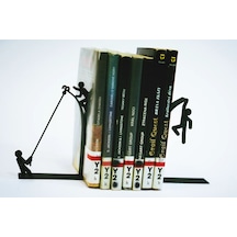 2'li Set Çöp Adam Dekoratif Kitap Tutucu, Stickman Kitap Standı, Kitap Desteği Ev-ofis Dekoratif
