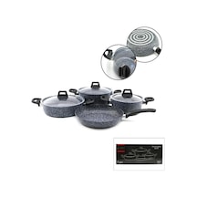 Tr Gri 7 Parça Granit Tencere - Tava Seti 20-24cm Derin - 27cm Basık Cam Kapak Tencere - 26cm Tava Genel