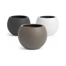 Zevli Küre Saksı Özel İç Hazneli Drenajlı Çiçek Saksısı 3 Adet, 7litre, 25cm, Antrasit, Taupe, Beyaz