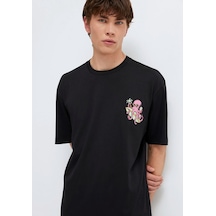 Mavi M0613385-900 Mavi Ahtapot Baskılı T-shirt Erkek Tişort Siyah
