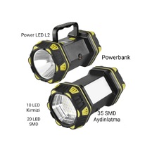 Zenviya21 F-262 Yeni Güçlü Çift Taraflı Taşınabilir Spot Ve Işıldak Usb Powerbank Şarjlı Fener Zenya785 Renkli