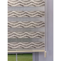 Olivia Serisi Gümüş Gri Dalga Desenli Modern Zebra Stor Perde
