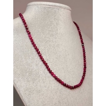 Yakut Taşı Faset Kesim 4mm Kolye (Sabit Klipsli) Krem