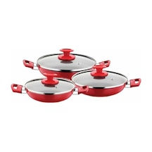 Papilla Redio 6Lı 18-20-22 Cm Yumurta Sahan Seti. Kırmızı