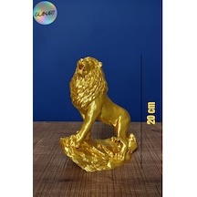 Hediyelik 3 Boyutlu Aslan Figürlü Masa Üstü Biblo Obje 3d Filamet Metalik Sarı 1 Adet