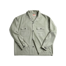 Sones Tw2007207 Erkek Vintage Çizgili Küba Yaka Gömlek Uzun Kollu Üst Yeşil Çok Renkli