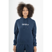 Maraton Sportswear Comfort Kadın Kapşonlu Uzun Kol Basic Navy Sweatshirt 22973-navy