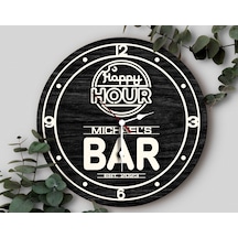 Bk Gift Barlara Özel Dekoratif Siyah Ahşap Duvar Saati 35cm-21 , Bar Duvar Saati , Cafe Duvar Saati , Özel Ahşap Saat Kobitmeyen138351 Bk Gift