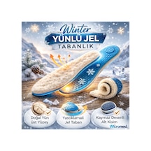 Soft Winter Sıcak Tutan Termal Yünlü Kışlık Ortopedik Jel Silikon Tabanlık Mt7033