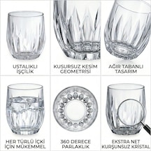 6'li Kristal Kesme Görünümlü Cam Bardak Seti - Meşrubat, Su, Kahve Ve Viski Bardağı Takımı 320 Ml Diğer
