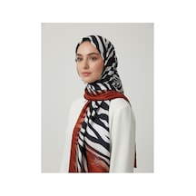 Lady Coco Zebra Desenli Dijital Baskı Rayon Eşarp Tarçın