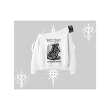 Tarzsokak Kayık Yaka Sweatshirt Throttle Therapy No Brakes Just Freedom Beyaz