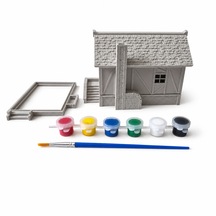 3d Maket Ev Boyama Seti 12x10 Cm Dekoratif Minyatür Ev Maketi 6'lı Boya Ve Fırça Hediyeli Hobi Seti