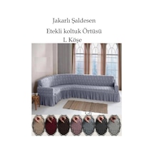 Jakarli Şal Desen L.köşe Koltuk Örtüsü, Koltuk Kılıfı Gri 350cm Gri