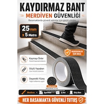 Kaydırmaz Bant 25 Mm X 5 Metre, Pütürlü Yüzeyli Güçlü Yapışkanlı Merdiven Banyo Rampa Zemin Güvenlik