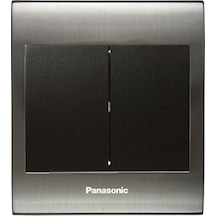 Viko Panasonic Thea Blu İkili Anahtar, Çerçeve Inox+beyaz, Kapak Siyah