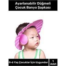 Bebek Banyo Şapkası Duş Başlığı Ayarlanabilir Düğmeli Çocuk Küvet Göze Su Kaçırmayan Pembe Şapka