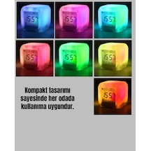 Termometre Ve Takvim Özellikli 7 Renk Değiştiren Küp Alarm Saati Çok Renkli 47173961