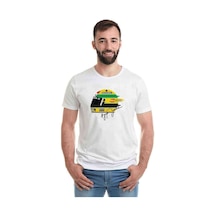 Formula F1 Ayrton Senna F1 Car Baskılı Beyaz Erkek Tshirt (531001295)