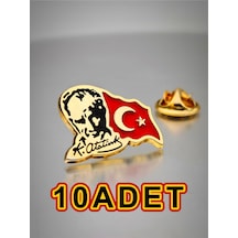Yörük Tasarım 10 Adet Yörük Tasarım Atatürk&bayrak Yaka Rozeti Altın Kaplama Altın