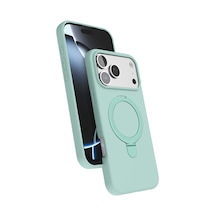 Apple iPhone Uyumlu   17 Pro Max Regal Magsafe Standlı Kapak - Su Yeşili Yeşil