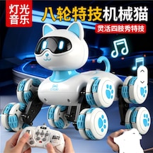 2.4 Ghz Uzaktan Kumandalı Sarjlı Dans Eden 8 Tekerli Akıllı Robotik Kedi Sesli Işıklı 19 Cm