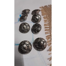 Metalize Abs Antikgümüş Kaplama Dügme 26 Boy 16 Mm 8 Adet