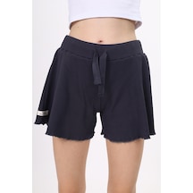 Toontoy Kız Çocuk Beli Lastikli Basic Fitilli Şort - Paça Detaylı Füme