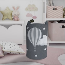 Mekta Home Bebek Ve Çocuk Odası Bulutlu Yıldız Ve Uçan Balon Desenli Oyuncak Sepeti Renkli Çok Renkli