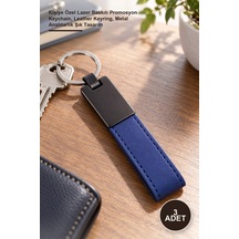 3 Adet Lacivert Deri Metal Anahtarlık Kişiye Özel Lazer Baskılı Promosyon Keychain, Leather Keyring, Metal Anahtarlık Şık Tasarım