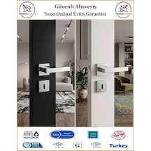 Trendhomm Lama Rozetli İç Oda Kapı Kolu - Nikel Saten - Oda