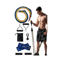 Çantalı 12 Parça Kapı Arkası Aparatlı 5 Farklı Direnç Pilates Ve Güç Lastiği, Kum Torbası Seti, 11stayk Çok Renkli