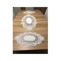 Salon Oda Takımı Dantelli Runner Set Üç Parça Diğer