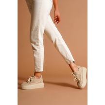 Benito Bej Triko Streç Kalın Tabanlı Sneakers 001