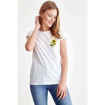 Watercolor Sunflower Kadın Beyaz Tshirt