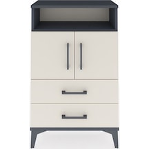 Arges Komodin 2 Raflı 2 Çekmeceli 2 Kapaklı 60x30x96 Antrasit... Antrasit