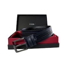 Fossil Lacivert Desenli Hakiki Deri Spor Erkek Kemeri 4cm-120cm Lacivert