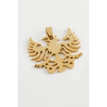 Zenviac456 Çift Başlı Kartal Çelik Kolye Ucu 3,5 Cm Zenviac45678 Sarı