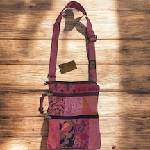 Vintage Renkli Etnik Salaş Küçük Boy Plaj Günlük Kadın Kol Omuz Çantası 24cm X 29cm Pembe