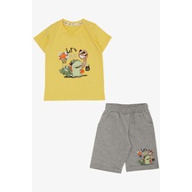 Breeze Erkek Çocuk Şortlu Takım Oyun Zamanı Mutlu Hayvancıklar Baskılı 1-4 Yaş, Sarı-sarı Sarı