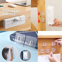 10 Adet Çift Taraflı Yapışkanlı Geçmeli Klips Eşya Sabitleme Askısı Şeffaf Duvar Kancası Plastik Tur Diğer