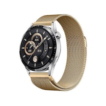 Huawei Honor Magic 2 46mm Uyumlu Band-12 22mm Metal Hasır Kordon - Gold