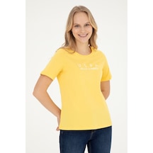 U.S. Polo Assn. Kadın Sarı Bisiklet Yaka Tişört 50282899-VR044