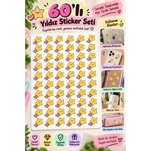 60'lı Kuyruklu Yıldız Sticker Seti Yıldız Çıkartma Laptop, Telefon, Defter, Matara Sticker Çok Renkli