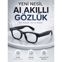 Akıllı Gözlük 8 Mp Kameralı 1080p Video Kayıt Wifi Bağlantılı Çift Mikrofonlu Gürültü Engelleme