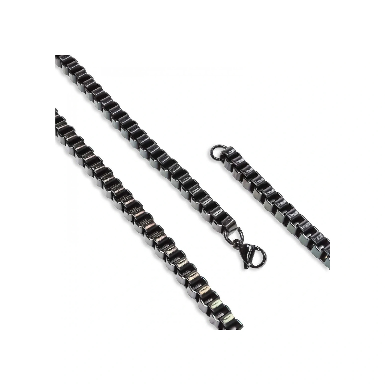 Moncuk Design Kare Arnavut Çelik Kolye 6mm 3351cek033 Siyah