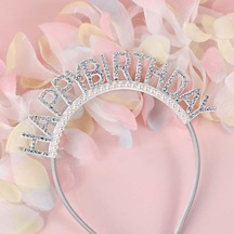 C Pearl Colored Diamonds Hediye Kraliçe Inci Mutlu Doğum Günü Kafa Bandı Doğum Günü Saç Çember Kadın Mücevheratı Taklidi Taç